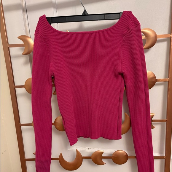 Pink Ribbed Women's Sweater - Picture 2 of 2